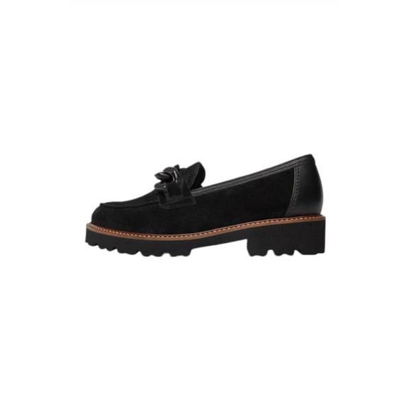 NEW GABOR women's lug sole loafers in black velour - Picture 2 of 4